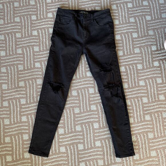 Wild Fable Black Distressed Skinny High Rise Jeans Size 8 - Picture 1 of 7